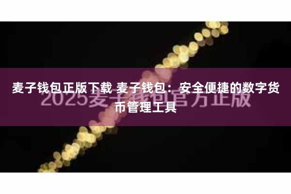 麦子钱包正版下载 麦子钱包：安全便捷的数字货币管理工具