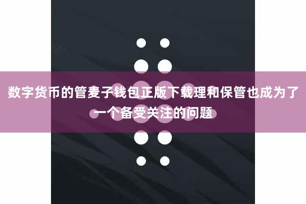 数字货币的管麦子钱包正版下载理和保管也成为了一个备受关注的问题