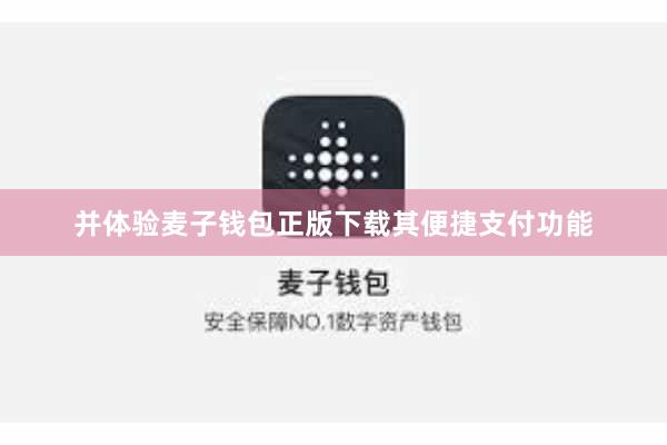 并体验麦子钱包正版下载其便捷支付功能